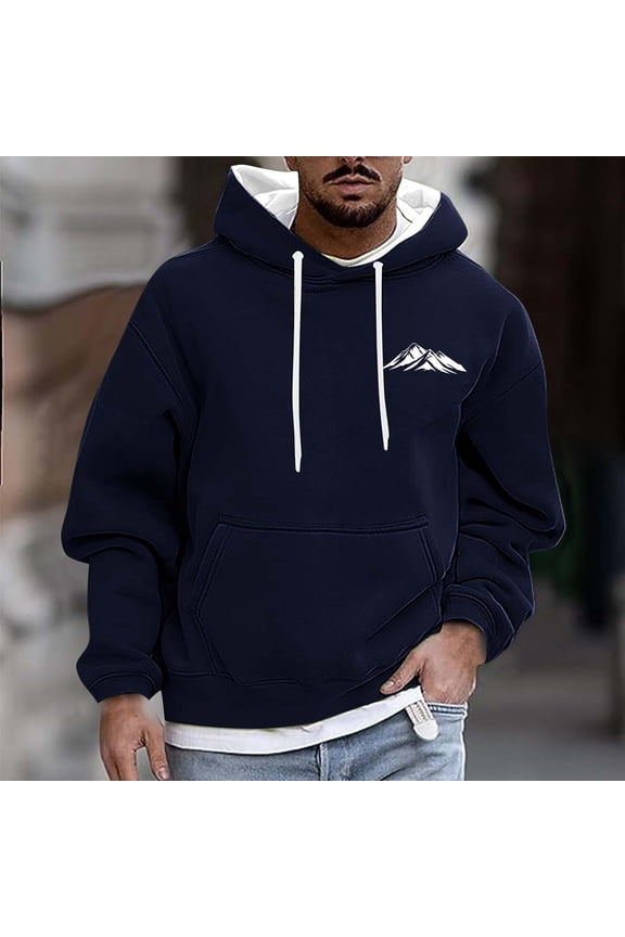 Men's Hoodies 4XL Big and Tall with Front Pocket Casual Fashion Printed Pullover Drawstring Long Sleeve Hooded Sweatshirts