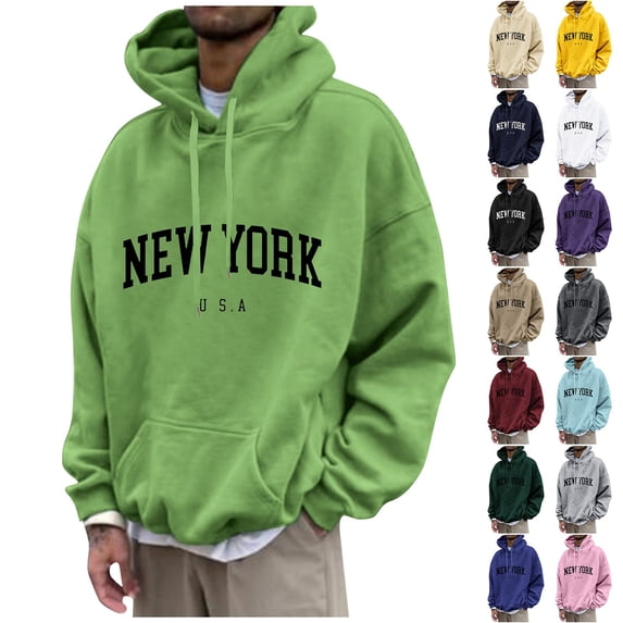 Men's Hoodies Baggy Fall Men Sweatshirts Long Sleeve Drawstring Hood with Pockets Dark Gray L