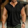 thumbnail image 1 of Men's Hoodies Big And TallCasual Hooded Pullover Sleeveless Button Hooded, 1 of 5