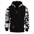 thumbnail image 1 of Men's Hoodies Camo Color Block Slim Fit Zipper Drawstring Pocket Sweatshirts Pullover Tops, 1 of 5