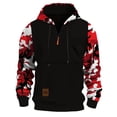 thumbnail image 1 of Men's Hoodies Camo Color Block Slim Fit Zipper Drawstring Pocket Sweatshirts Pullover Tops, 1 of 4