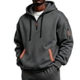 thumbnail image 1 of Men's Hoodies Casual Pullover Hooded Sweatshirt Long Sleeve Quarter Zip Hoody Tops With Kangaroo Pocket Dark Gray 3XL, 1 of 5