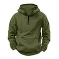 thumbnail image 1 of Men's Hoodies Casual Pullover Hooded Sweatshirt Long Sleeve Quarter Zip Hoody Tops With Kangaroo Pocket Green XXXL, 1 of 5