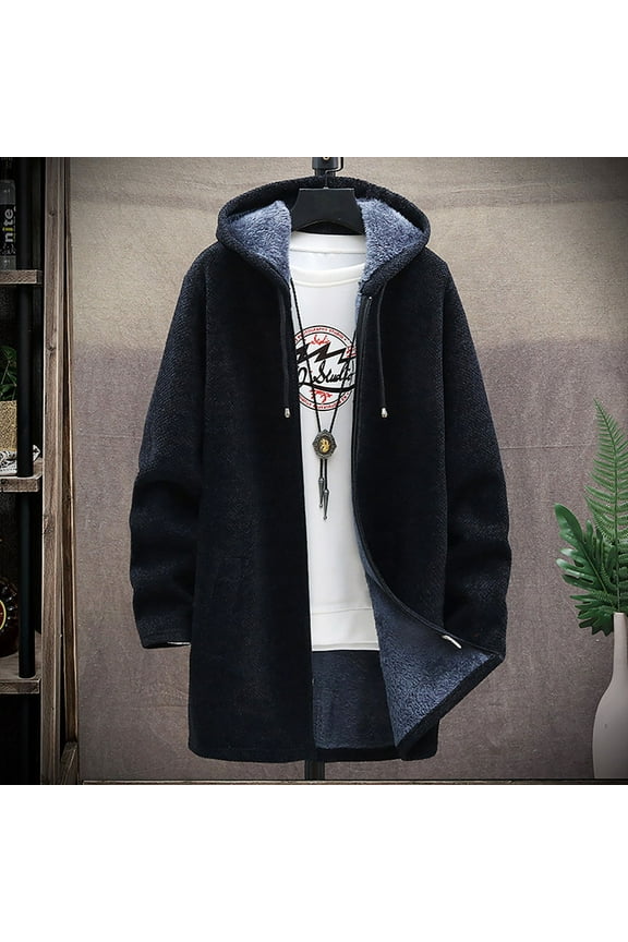 Men's Hoodies Coats Midi Sweater Cardigan Fashion Fleece Hooded Jacket Plus Size Casual Windbreaker Outerwear Tops