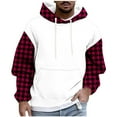 thumbnail image 1 of Men's Hoodies Color Block Checked Printed Sweatshirts with Pockets Fleece Lined Hooded Pullover Fall Outwears Work Wear Sweaters Hoody Long Sleeve Tops Sportswear Hoodie for Men, 1 of 5