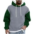 thumbnail image 1 of Men's Hoodies Color Block Checked Printed Sweatshirts with Pockets Fleece Lined Hooded Pullover Fall Outwears Work Wear Sweaters Hoody Long Sleeve Tops Sportswear Hoodie for Men, 1 of 5