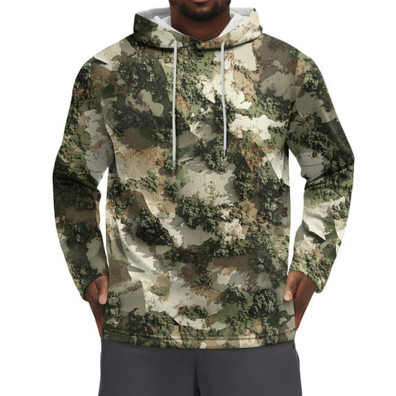 Men's Hoodies Fall Winter Loose-fitting Casual Camouflage Print Hooded Sweatshirt,Size M-3XL