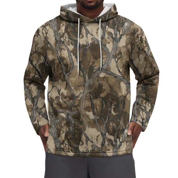 Men's Hoodies Fall Winter Loose-fitting Casual Camouflage Print Hooded Sweatshirt,Size M-3XL