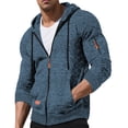 thumbnail image 1 of Men's Hoodies Fall Winter Thermal Hooded Sweater Full-Zip Blouses Long Sleeve Jackets Solid Classic Sweatshirt Top Outdoor Sweater with Pockets, 1 of 6