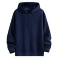 thumbnail image 1 of Men's Hoodies Fleece Lined Sweatshirts Solid Color Drawstring Hoodie Spring Fall Long Sleeve Tops Casual Hooded Pullovers with Pockets Loose Cotton Hoody Outwear for Sports Running, 1 of 7