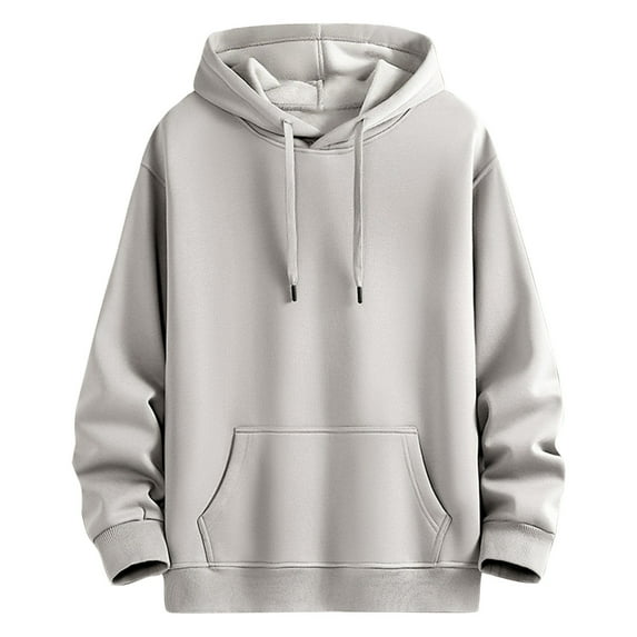 Men's Hoodies Fleece Lined Sweatshirts Solid Color Drawstring Hoodie Spring Fall Long Sleeve Tops Casual Hooded Pullovers with Pockets Loose Cotton Hoody Outwear for Sports Running