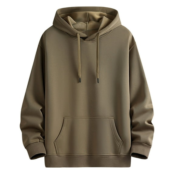 Men's Hoodies Fleece Lined Sweatshirts Solid Color Drawstring Hoodie Spring Fall Long Sleeve Tops Casual Hooded Pullovers with Pockets Loose Cotton Hoody Outwear for Sports Running