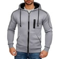 thumbnail image 1 of Men’s Hoodies Full Zip Up Hooded Sweatshirt Casual Lightweight Fleece Jacket With Drawstring Hood and Multiple Pockets Red,Size M-3XL, 1 of 4