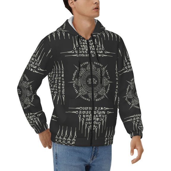 Men's Hoodies Hooded Casual Full Zip Sweatshirts 3D, Muay Thai Sacred Symbol