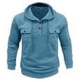 thumbnail image 1 of Men's Hoodies Long Sleeve Lightweight Sweatshirt Button Down Drawstring Fit Soft Fall Pullover Sweater with Pockets, 1 of 5