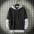 thumbnail image 1 of Men's Hoodies Plus Size Hooded Sweatshirts Athletic Shirts Pullover Top for Men Fashion Color Block Long Sleeve Sweatshirt Loose Fit Shirt with Pockets, 1 of 5