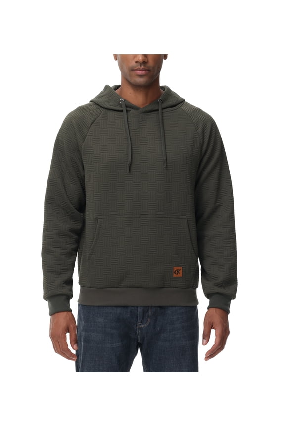Men's Hoodies Pullover Geometric Texture Hoodie Long Sleeve Casual Drawstring Sweatshirts with Pocket Army green S