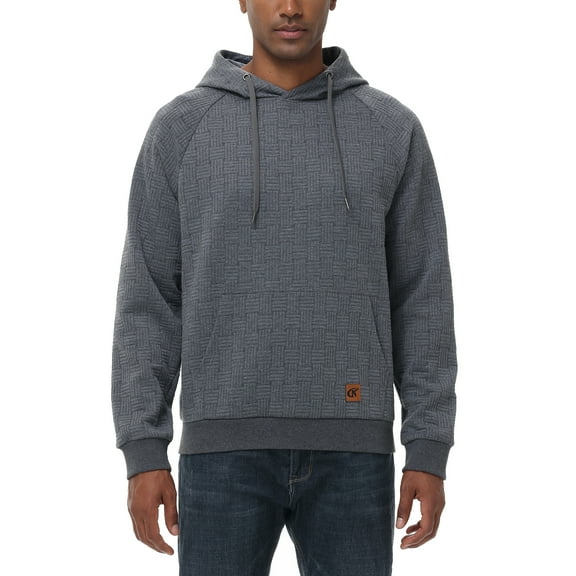 Men's Hoodies Pullover Geometric Texture Hoodie Long Sleeve Casual Drawstring Sweatshirts with Pocket Dark Gray M