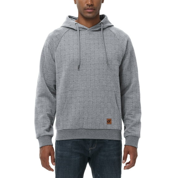 Men's Hoodies Pullover Geometric Texture Hoodie Long Sleeve Casual Drawstring Sweatshirts with Pocket Light Gray 2XL