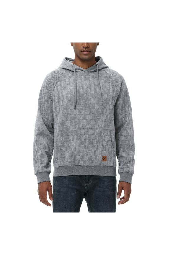 Men's Hoodies Pullover Geometric Texture Hoodie Long Sleeve Casual Drawstring Sweatshirts with Pocket Light Gray M
