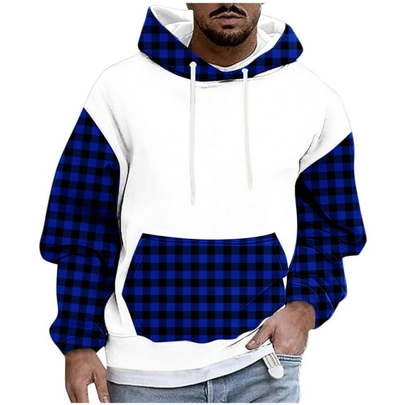 Men's Hoodies Pullover Hooded Top Casual Hoodie with Pockets Blue XXXXL