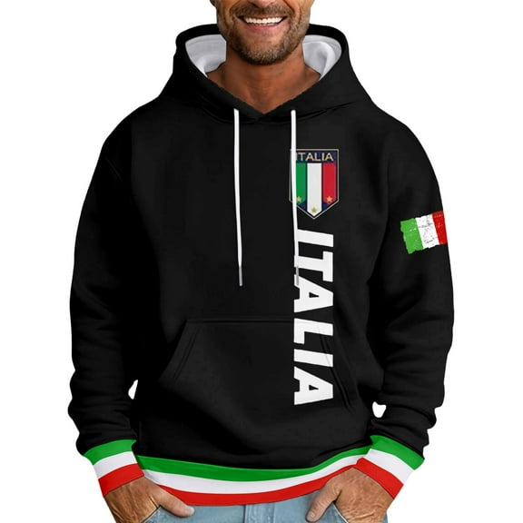 Men's Hoodies Pullover Hoodies Sweatshirts Italian Print Letter Graphic Hoodie Pullover Sweatshirt Casual