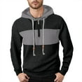 thumbnail image 1 of Men's Hoodies Quarter Zip Drawstring Plaid Jacquard Color Block Long Sleeve Sweatshirts Fall Casual Stylish Slim Fit Tops Black 3XL, 1 of 9