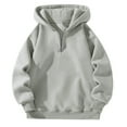 thumbnail image 1 of Men's Hoodies Quarter Zip Pullover Casual Long Sleeve Drop Shoulder Hooded Sweatshirt with Pockets Solid Color Hoodie (Gray M), 1 of 5
