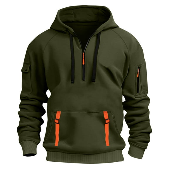 Men's Hoodies Quarter Zip Pullover Vintage Workout Running Active Hoodies with Pockets Tactical Sweatshirt