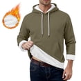 thumbnail image 1 of Men's Hoodies Sherpa Fleece Lined Sweatshirt Winter Casual Warm Drawstring Plain Hooded Pullover Sweater (3XL, Green #A), 1 of 7