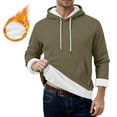 thumbnail image 1 of Men's Hoodies Sherpa Fleece Lined Sweatshirt Winter Casual Warm Drawstring Plain Hooded Pullover Sweater (XL, Green #A), 1 of 7