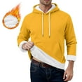 thumbnail image 1 of Men's Hoodies Sherpa Fleece Lined Sweatshirt Winter Casual Warm Drawstring Plain Hooded Pullover Sweater (XL, Yellow #A), 1 of 7