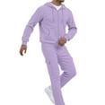thumbnail image 1 of Men's Hoodies Solid Color Tracksuit Sweatsuit Sweatshirt and Sweatpant for Men 2 Piece Sets Pullover Sweater,Light Purple,XXL, 1 of 8