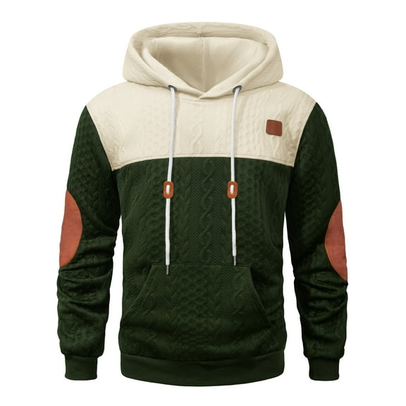 Men's Hoodies Sweatshirt with Kangaroo Pocket Novelty Color Block Pullover Hoodies Long Sleeve Hooded Drawstring Men Winter Warm Clothes Medium 3X-Large