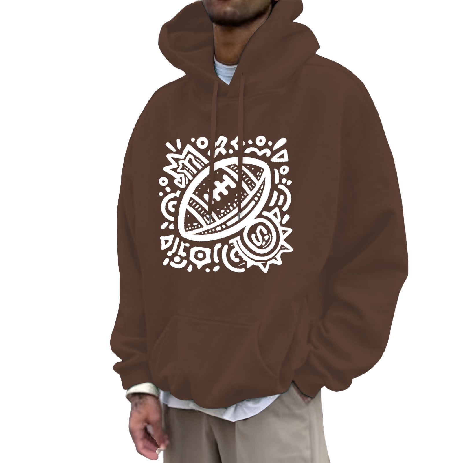 Men's Hoodies &amp; Sweatshirts With Football Print Pullover Casual Loose Long Sleeve Fit Hooded ...