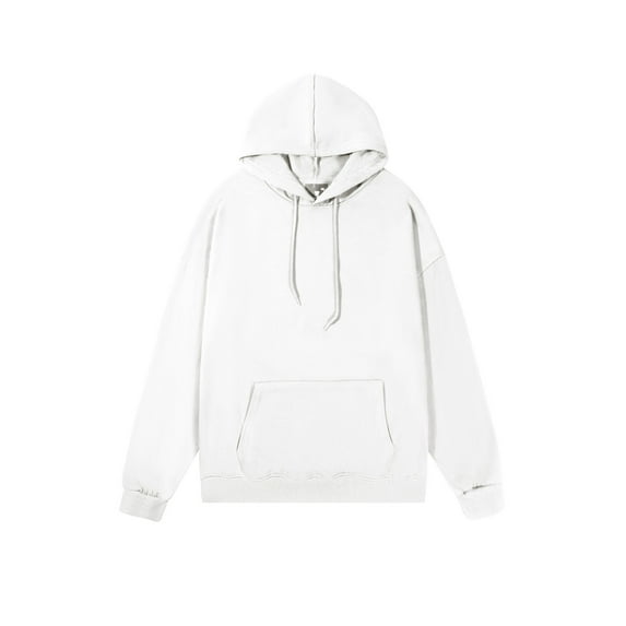 Men's Hoodies Sweatshirts New Hoodies for Men Casual Solid Color Drawstring Pullover Fall Drop Shoulder Loose Hooded Sweatshirt White XXL