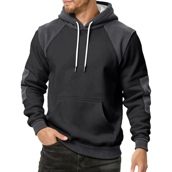Men's Hoodies Sweatshirts Pullover Casual Gym Athletic Loose Hooded Sweatshirts Black XL