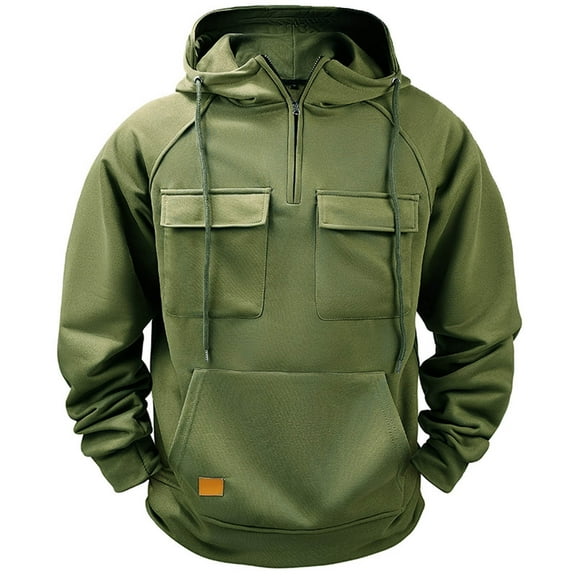 Men's Hoodies Tactical Sweatshirts Quarter Zip Workwear Pullover Hoodie Sports Running Outdoor Winter Jacket Hooded Sweatshirt