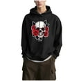 thumbnail image 1 of Men's Hoodies Trendy Skeleton Rose Casual Hooded Drawstring Pullover Sweatshirts 100% Cotton Hoodie with Pocket L, 1 of 7
