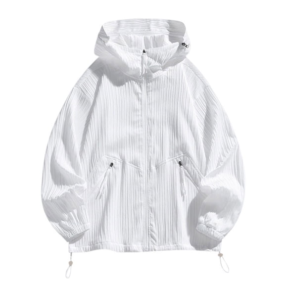 Men's Hoodies UPF 50+ Sun Protection Performance Long Sleeve T-Shirt Quick Dry Outdoor Hoodies White XXL