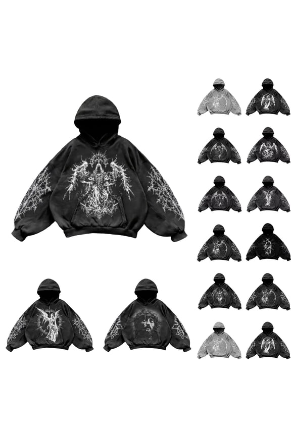 Men's Hoodies Vintage Inspired Print Y2K Hooded Sweatshirt Soft Long Sleeve Loose Fit Casual Streetwear Graphic Hoodies