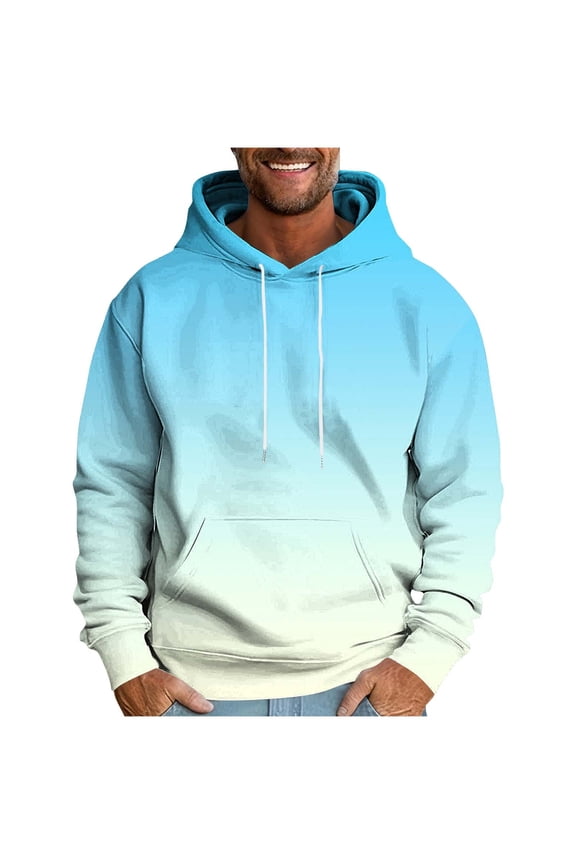 Men's Hoodies Windproof Cotton Gym Hoodie,Fleece Pullover Sweatshirt Gradient Long Sleeve Sports Jackets Casual Training Running Thin Lightweight Fall Jacket Outwear