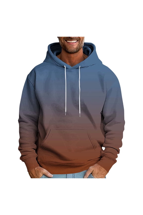 Men's Hoodies Windproof Cotton Gym Hoodie,Fleece Pullover Sweatshirt Gradient Long Sleeve Sports Jackets Casual Training Running Thin Lightweight Fall Jacket Outwear