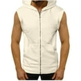 thumbnail image 1 of Men's Hoodies With Zipper 4XL Under $10 Solid Color Sleeveless Zip-Up Hooded With Pockets Sleeveless, 1 of 6