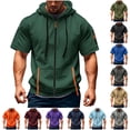 thumbnail image 1 of Men’s Hoodies Zip Casual Lightweight Short Sleeve Sweatshirt Pullover Gym Muscle Hoodie Loose T-shirts with Pocket Dark Green XXL, 1 of 5