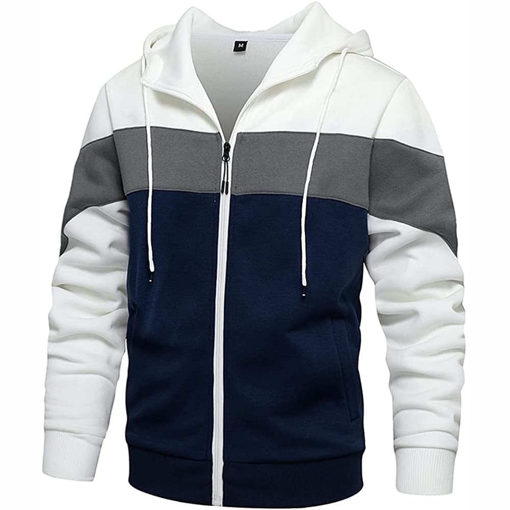 AMDBEL White Hoodies for Men Zip Up,Anime Hoodies, Mens Fleece Jackets  Contrast Hoodies Lightweight Sweatshirt Color Block Jacket Coats With Kanga  Pocket at  Men's Clothing store