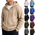 thumbnail image 1 of Men's Hoodies Zip Up Hooded Sweatshirts with Pockets | Sweatshirts;Fall Clothes Outfits;Full Zip Up Hoodie;Long Sleeve Winter Jackets;Relaxed Fit Coat, L, 1 of 7