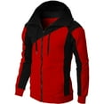 thumbnail image 1 of Men's Hoodies Zipper Color Block Jacket Drawstring Hooded Sweater Outwear Long Sleeve Slim Sports Sweatshirts, 1 of 3
