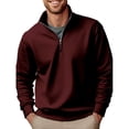 thumbnail image 1 of Men's Hoodless Sweatshirt Clothing New Men's Sweater Casual Zipper Stand Neck Thickened And Velvet Solid Color Men's Sweater, 1 of 4