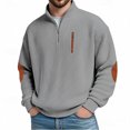thumbnail image 1 of Men's Hoodless Sweatshirt Heavyweight Pullover Long Sleeve Crewneck Casual Athletic Jogging Workout Top With Front Pocket Streetwear Gym Training Grey 2XL, 1 of 5